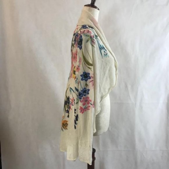 NWT Anthropologie Shawl-Collared Cardigan with Floral Print and Swing Hem Size M - Picture 3 of 16